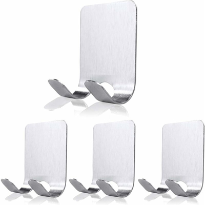 Abcrital - Gancio adesivo Porta rasoio Doppio gancio Porta rasoio impermeabile in metallo Porta asciugamani da bagno in acciaio inossidabile per