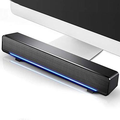 3,5 mm Input Music Player Soundbar Stereo Soundbar per PC cellulari (Black)