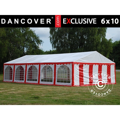 Tendone gazebo per feste Exclusive 6x10m PVC, Rosso/Bianco