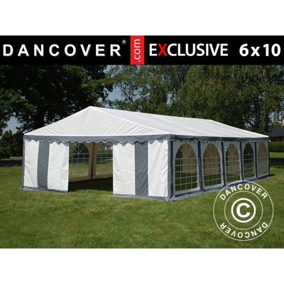 Tendone gazebo per feste Exclusive 6x10m PVC, Grigio/Bianco