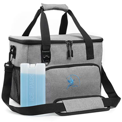 Obics Cooler Bag grigio 20l piccolo per il lavoro, borsa frigo per il pranzo con tasche laterali, piccola borsa isolata pieghevole, borsa per il pranz en oferta