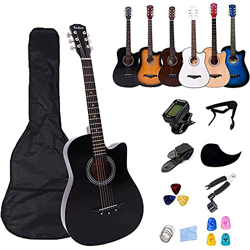 Rosefinch Chitarra Acustica per principianti adulto/bambini 3/4 chitarra acustica set 38 pollici chitarra con custodia accordatore, plettri capo, Bors precio