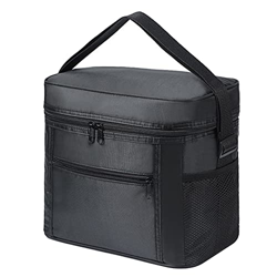 Mungowu Borsa termica pieghevole per il trasporto di cibi caldi o freddi con tasche e tracolla regolabile, colore nero características