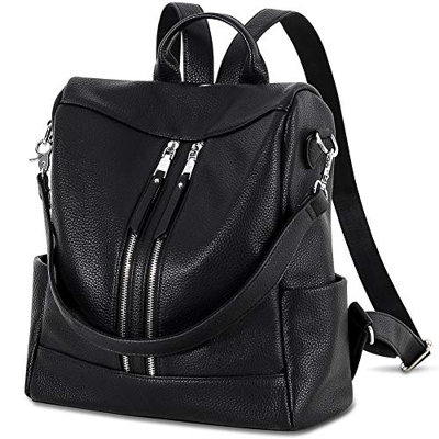 ANTAU Zaino Donna, Antifurto Borse a Zainetto Impermeabile PU Borsa a Tracolla Zaini Scuola Casual per Scuola Viaggio Lavoro Shopping Nero