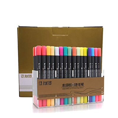 Ashley GAO Pennarello a base d'acqua Testa morbida Doppia testa Penna per pittura ad acquerello Penna colorata Pennello per scrittura dipinto a mano