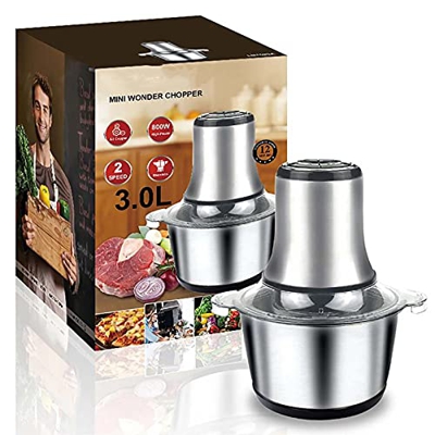 Boyuan Tritatutto Elettrico, Robot da Cucina Grande da 800 W 3 L per tritare e mescolare Rapidamente Carne e Verdure, Ciotola in Acciaio Inossidabile,