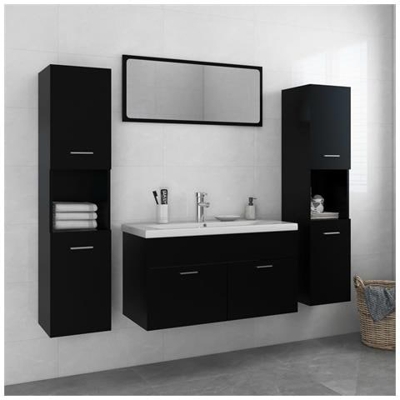 Set Mobili Da Bagno Nero In Truciolato