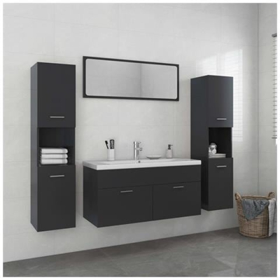 Set Mobili Da Bagno Grigio In Truciolato