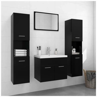 Set Mobili Da Bagno Nero In Truciolato