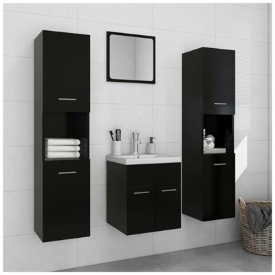 Set Mobili Da Bagno Nero In Truciolato