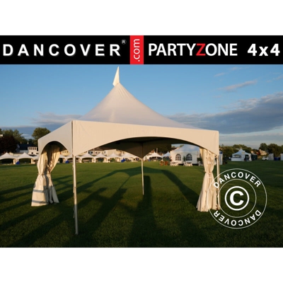 Tendone gazebo per feste Pagoda PartyZone 4x4m, PVC, Bianco