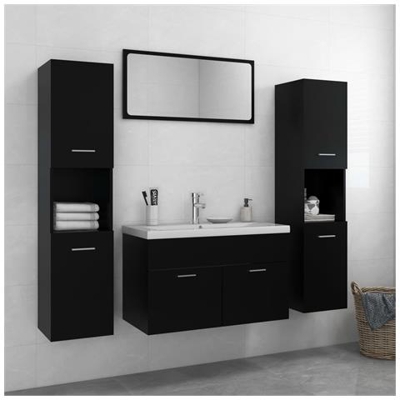 Set Mobili Da Bagno Nero In Truciolato