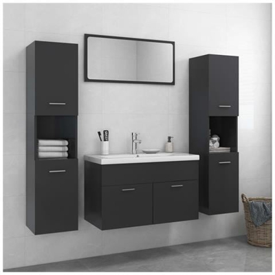 Set Mobili Da Bagno Grigio In Truciolato