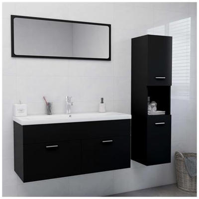 Set Mobili Da Bagno Nero In Truciolato
