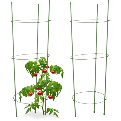 Gabbia Pomodori, Supporto per Piante Rampicanti, Set da 2 Sostegni, Accessori Giardinaggio, L: 76 cm, verde