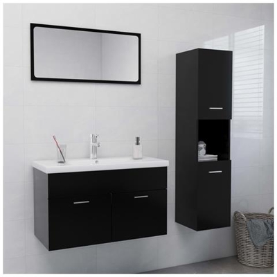 Set Mobili Da Bagno Nero In Truciolato