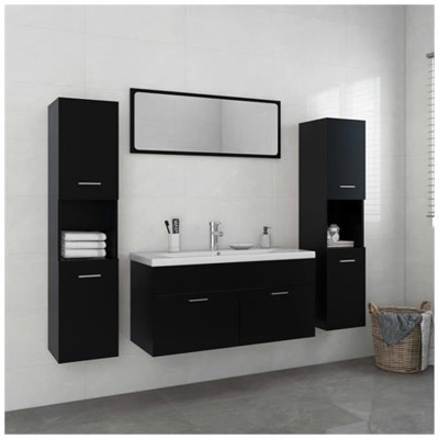 Set Mobili Da Bagno Nero In Truciolato