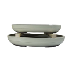 Vasi per bonsai Giapponesi Morrisan ovali in gres smaltati bianchi (Set da n.2 pezzi) - B00-16 en oferta