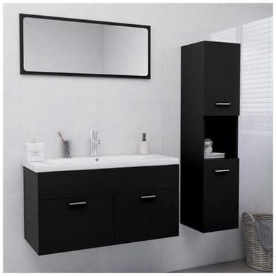 Set Mobili Da Bagno Nero In Truciolato