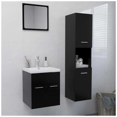Set Mobili Da Bagno Nero In Truciolato