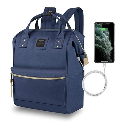 Hethrone Zaino Donna Scuola Porta PC 15.6 Pollici per UniversitÃ, Viaggio, Lavoro, Stile Casual con USB (Marina Militare USB)