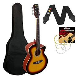 TIGER ACG1-SB Chitarra acustica Small Body con corde in acciaio per principianti - Sunburst (marrone) en oferta