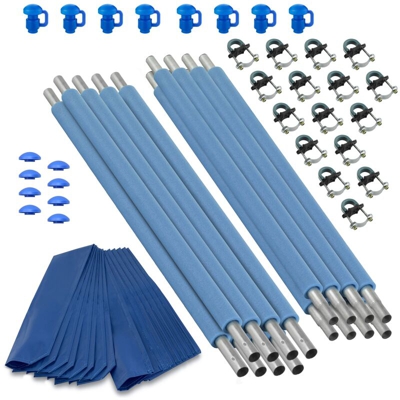 Set di 8 Pali Dritti per Recinzione di Sicurezza per Trampolino Elastico | Include Tubi di Schiuma, Copri Pali, Cappuccetti, Morsetti