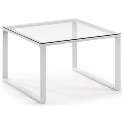 Sivan Tavolino 60x60 Epoxy Bianco Vetro Trasparente