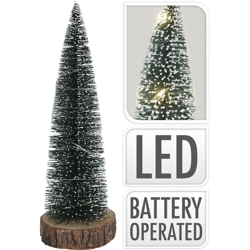 Pinetto Con Luci Led E Base In Legno H35Cm Albero Di Natale Addobbi características