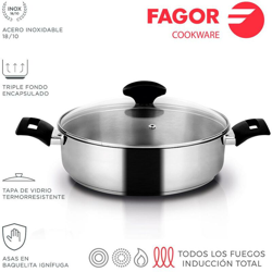 Padella Alaia + coperchio ø28cm acciaio inox 18/10 fagor en oferta