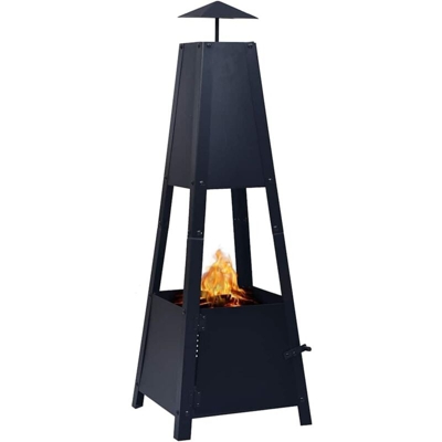 vidaXL Braciere Nero 35x35x99 cm in Acciaio - Nero
