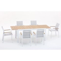 Tavolo Beverly Alluminio Poliwood Bianco M0947-08 en oferta