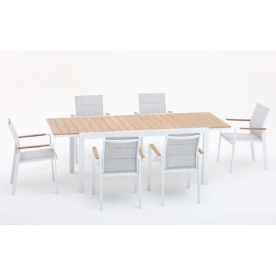 Tavolo Beverly Alluminio Poliwood Bianco M0947-08