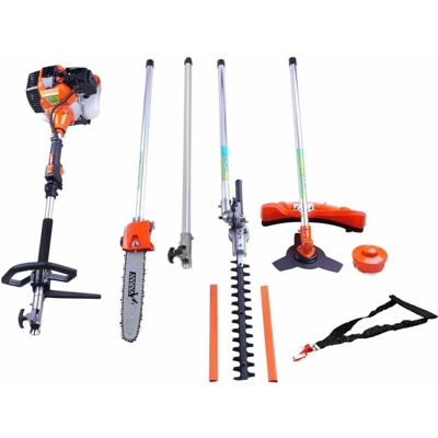 Varan Motors - XY-T520-1M Kit 4 in 1 Motosega Decespugliatore Tagliasiepe Elettrosega termica + prolunga - Arancione
