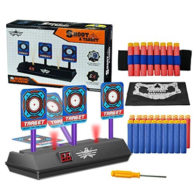 OFUN Bersaglio per,Elettrico Tiro Bersaglio Digitale Punteggio Reset Automatico Obiettivo Intelligente Effetto Sonoro Leggero per N-Strike Elite/Mega/