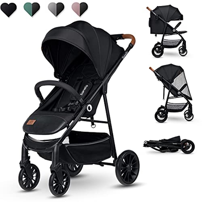 Lionelo Zoey passeggino fino a 15 kg XXL cappottina con protezione solare posizione sdraiata regolazione del poggiapiedi ruote in schiuma EVA zanzarie