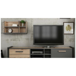 Mobile Porta Tv Leno - Moderno - Con Ante, Mensola, Ripiani - Da Salotto - Noce, Antracite, Nero In Legno, 184 X 39 X 45 Cm características
