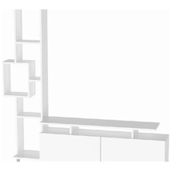 Mobile Porta Tv Tulip - Moderno - Con Ante, Mensole, Ripiani - Da Salotto - Bianco In Legno, 160 X 29,5 X 166,7 Cm precio