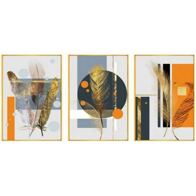 Quadro DKD Home Decor Piume (3 pcs) (60 x 3 x 80 cm)