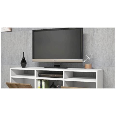 Mobile Porta Tv Swift - Moderno - Con Ante, Mensole, Ripiani - Da Salotto - Bianco, Noce In Legno, 120 X 30 X 47 Cm