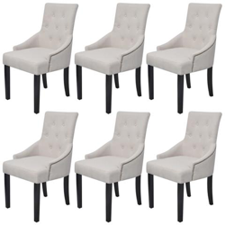 Set 6 Sedie Da Tavola In Poliestere Colore Crema en oferta