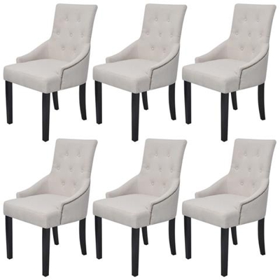 Set 6 Sedie Da Tavola In Poliestere Colore Crema