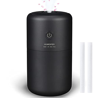 BOCTTCBO Umidificatore 230ml, USB Diffusore di Oli Essenziali da Scrivania Portatile, Umidificatore Ambiente Ultrasuoni Silenzioso con Luce Notturna, 