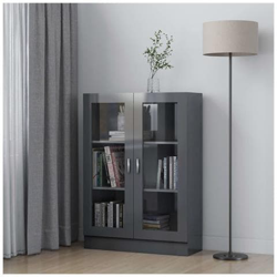 Armadietto Con Vetrina Grigio Lucido 82,5x30,5x115cm Truciolato características