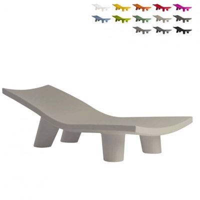 Lettino Prendisole Sdraio Design Moderno In Polietilene Giardino Piscina Slide Low Lita Lounge | Grigio chiaro