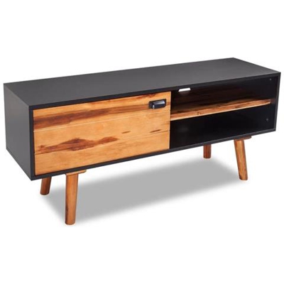 Mobile Porta Tv In Legno Massello Di Acacia 120x35x50 Cm
