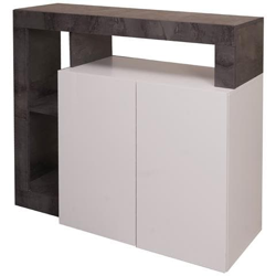 Credenza Moderna A 2 Ante E Scaffali, Mobile Da Soggiorno Porta Tv, Buffet Da Cucina, Madia Made In Italy, Cm 108x42xh93, Colore Bianco E Ossido precio