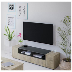 Mobile Porta Tv Con 4 Ante E Vani Aperti, Credenza Moderna, Madia Di Design, Buffet Moderno Da Soggiorno, Cm 138x42h36, Colore Rovere en oferta