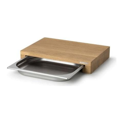 Tagliere Rettangolare Con Cassetto In Acciaio Inox, Marrone Chiaro, Cm 39x27x6 en oferta