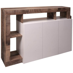 Credenza Moderna A 3 Ante E Scaffali, Mobile Da Soggiorno Porta Tv, Buffet Da Cucina, Madia Made In Italy, Cm 146x62xh93, Colore Rovere E Ossido precio